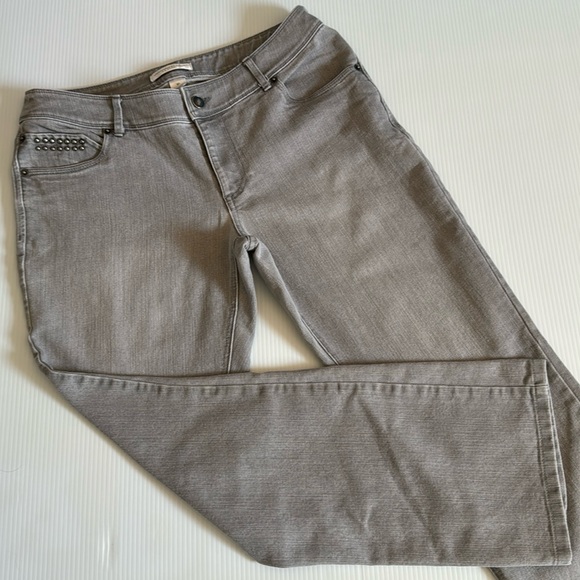 Christopher & banks light gray straight leg denim. Women’s size 8 petite - Picture 2 of 15